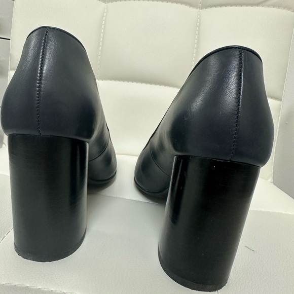 Tory Burch Navy Blue Leather Janey Block Heel - Picture 3 of 9